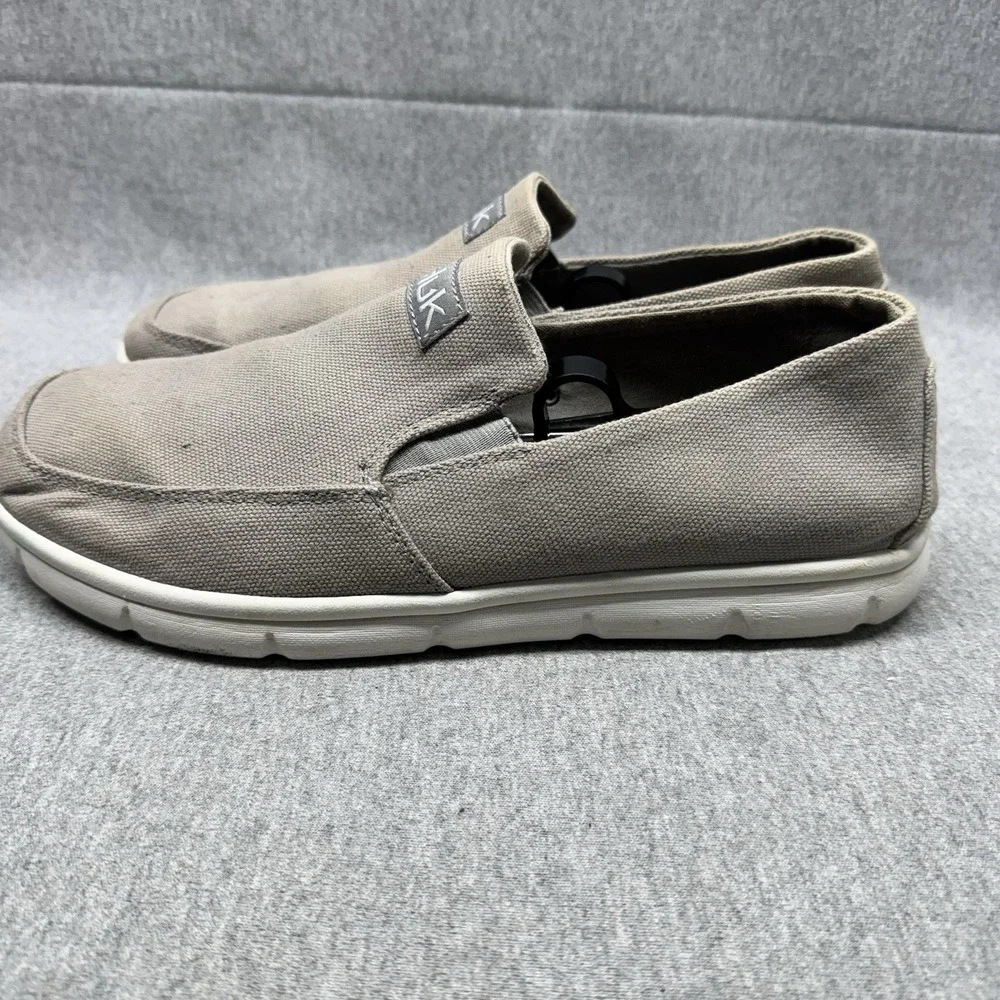 Huk Fishing Classic Brewster Men's Moss Canvas Slip-On Shoes Size 10 Deck Boat